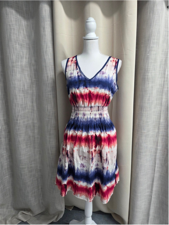 Simply Vera By Vera Wang Dresses & Skirts - Simply Vera Sleeveless Tie-Dye Casual V-Neck Midi Dress Red Blue White FSize M